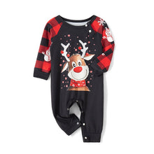 Load image into Gallery viewer, Blotona Christmas Family Matching Pajamas Set, Long Sleeve Elk Print Tops with Plaid Snowman Print Pants,Baby Romper Homewear