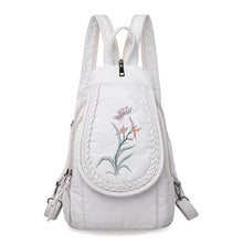 Load image into Gallery viewer, New Embroidery Orchid Women Backpack Casual 3 in 1 Backpack For Teenage Girls Soft Washed PU Leather Chest Bags For Women Sac