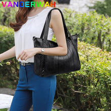 Load image into Gallery viewer, New Casual Tote Soft Leather Luxury Handbag Women's Bag Designer Ladies Large Shoulder Crossbody Hand Sac for Female Patchwork