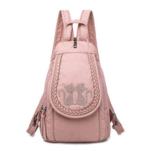 Load image into Gallery viewer, New Embroidery Orchid Women Backpack Casual 3 in 1 Backpack For Teenage Girls Soft Washed PU Leather Chest Bags For Women Sac