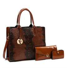 Load image into Gallery viewer, 3 Sets Luxury Patent Leather Handbag for Women 2022 Alligator Patterrn Designer Female Shoulder Crossbody Bag Ladies Sac A Main