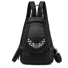 Load image into Gallery viewer, New Embroidery Orchid Women Backpack Casual 3 in 1 Backpack For Teenage Girls Soft Washed PU Leather Chest Bags For Women Sac