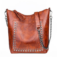 Load image into Gallery viewer, Retro Rivet Shoulder Bag Chain Crossbody Bags for Women Luxury Leather Messenger Bag Women Large Handbag Lady Bolsas De Mujer