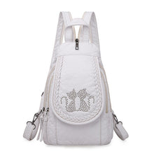 Load image into Gallery viewer, New Embroidery Orchid Women Backpack Casual 3 in 1 Backpack For Teenage Girls Soft Washed PU Leather Chest Bags For Women Sac