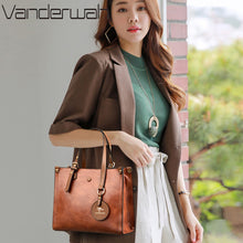 Load image into Gallery viewer, 3 Layers Casual Tote Vintage Ladies Tote Hand Bag Leather Luxury Handbags Women Designer Bags for Women 2022 Sac A Main Femme
