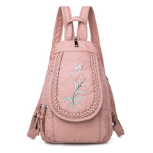 Load image into Gallery viewer, New Embroidery Orchid Women Backpack Casual 3 in 1 Backpack For Teenage Girls Soft Washed PU Leather Chest Bags For Women Sac