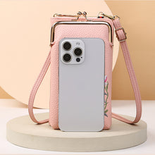 Load image into Gallery viewer, Flower Embroidery Phone Bag With Lock Buckle Outdoor Long Wallet Fashion Shoulder And Crossbody Bags