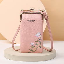Load image into Gallery viewer, Flower Embroidery Phone Bag With Lock Buckle Outdoor Long Wallet Fashion Shoulder And Crossbody Bags