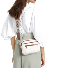 Load image into Gallery viewer, Triple-zipper Shoulder Bag With Floral Embroidered Straps Fashion Colorblock Multi-functional Crossbody Bags For Women