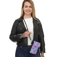 Load image into Gallery viewer, Checkard Purple Small Cell Phone Wallet