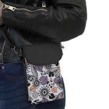 Load image into Gallery viewer, Black Flower Garden 3 Small Cell Phone Wallet