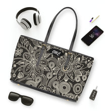 Load image into Gallery viewer, Black Gigantic Flower PU Leather Shoulder Bag