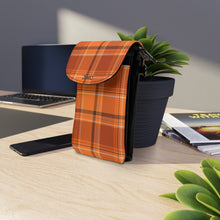 Load image into Gallery viewer, Orange Checks Small Cell Phone Wallet
