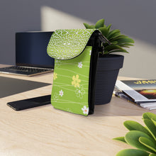 Load image into Gallery viewer, Wild Flower Green Small Cell Phone Wallet