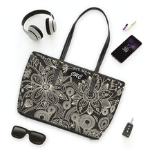 Load image into Gallery viewer, Black Gigantic Flower PU Leather Shoulder Bag