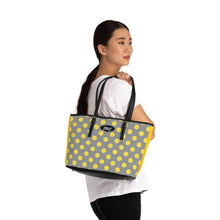 Load image into Gallery viewer, Yellow Gray Dots PU Leather Shoulder Bag