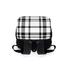 Load image into Gallery viewer, Black White Plaid Unisex Casual Shoulder Backpack