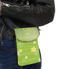 Load image into Gallery viewer, Wild Flower Green Small Cell Phone Wallet