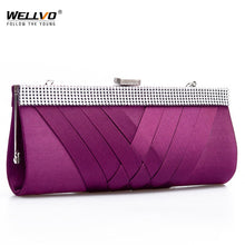 Load image into Gallery viewer, Women Day Clutch Ladies Purse Chain Handbags Women Evening Bag Purple Bride Wedding Party Hand Bags Clutches bolsas mujer XA187C