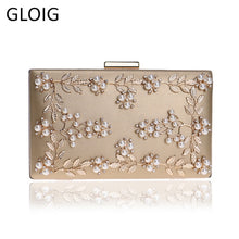 Load image into Gallery viewer, Fashion New Women Evening Clutch Bags PU Chain Shoulder Handbags Leaf Metal Beaded Evening Purse Messenger Bags