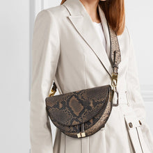 Load image into Gallery viewer, Fashion Snake pattern women shoulder bags clothing half circle coverd pu leather Ladies Messenger Bags trendy Saddle Bag handbag