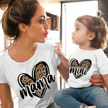 Load image into Gallery viewer, Tshirt family fashion mother kids Leopard Love family tshirt mom baby girl clothes family matching outfits family look clothes