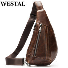 Load image into Gallery viewer, WESTAL Men's Shoulder Bag Men's Genuine Leather Chest Pack Man Sling Messenger Bags Belt Small Crossbody Bags Side Bags for Men