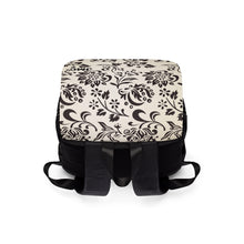 Load image into Gallery viewer, Black Flower Unisex Casual Shoulder Backpack
