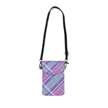 Load image into Gallery viewer, Checkard Purple Small Cell Phone Wallet