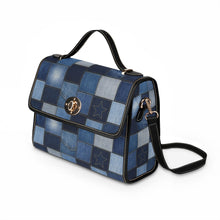 Load image into Gallery viewer, Blue Jean Squares Waterproof Canvas Bag
