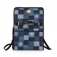 Load image into Gallery viewer, Blue Jean Squares Waterproof Canvas Bag
