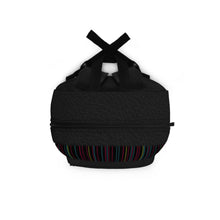 Load image into Gallery viewer, Tune in Bright Striped Black Backpack
