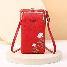 Load image into Gallery viewer, Flower Embroidery Phone Bag With Lock Buckle Outdoor Long Wallet Fashion Shoulder And Crossbody Bags
