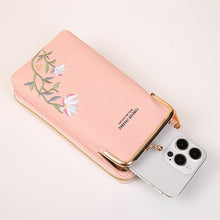 Load image into Gallery viewer, Flower Embroidery Phone Bag With Lock Buckle Outdoor Long Wallet Fashion Shoulder And Crossbody Bags
