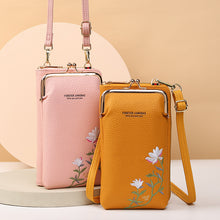 Load image into Gallery viewer, Flower Embroidery Phone Bag With Lock Buckle Outdoor Long Wallet Fashion Shoulder And Crossbody Bags
