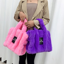 Load image into Gallery viewer, 2022 Designer Faux Fur Tote Bag for Women Luxury Handbags Autumn Winter Plush Shoulder Crossbody Bags Brand Shopper Purses New
