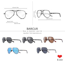 Load image into Gallery viewer, BARCUR Men Sunglasses Pilot Polarized Sun glasses Male Women accessories Driving Oculos Gafas De Sol

