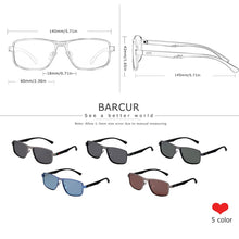 Load image into Gallery viewer, BARCUR Polarized Men Sunglasses Square Stainless Steel Frame TR90 Sun glasses Oculos De Sol gafas
