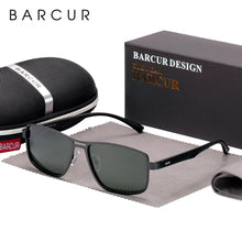 Load image into Gallery viewer, BARCUR Polarized Men Sunglasses Square Stainless Steel Frame TR90 Sun glasses Oculos De Sol gafas
