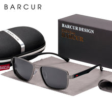 Load image into Gallery viewer, BARCUR Polarized Men Sunglasses Square Stainless Steel Frame TR90 Sun glasses Oculos De Sol gafas
