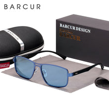 Load image into Gallery viewer, BARCUR Polarized Men Sunglasses Square Stainless Steel Frame TR90 Sun glasses Oculos De Sol gafas
