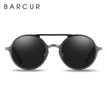 Load image into Gallery viewer, BARCUR Steampunk Men Sunglasses Men Brand Driving Polarized Sunglasses Round Sun Glasses Aluminum Magnesium oculos de sol male
