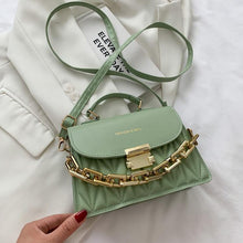 Load image into Gallery viewer, New Embroidery Shoulder Bags for Women Thick Chain Handbags Female Purse PU Leather Flap Crossbody Bags Fashion Designer
