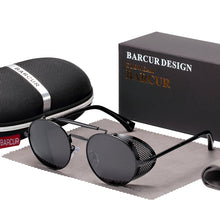 Load image into Gallery viewer, BARCUR Round Polarized Sunglasses Gothic Steampunk Sunglasses Men Women Vintage Shades UV400
