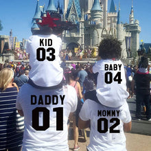 Load image into Gallery viewer, T shirts 01 DADDY 02 MOMMY 03 KID 04 BABY print Family Matching Clothes T-shirts Outfit family look kids Girl Boys tops Clothes
