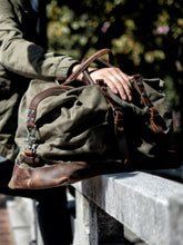 Load image into Gallery viewer, MUCHUAN Men Travel Bags M Hand Luggage Bags Canvas Leather Travel Duffel Bags Shoulder Bags Large Capacity Weekend Overnight
