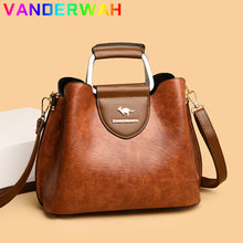 Load image into Gallery viewer, 3 Layers Brand Small Tote Bag Oil Skin Leather Luxury Handbags Women Bags Designer Ladies Shoulder Crossbody Hand Bags for Women
