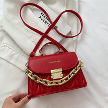 Load image into Gallery viewer, New Embroidery Shoulder Bags for Women Thick Chain Handbags Female Purse PU Leather Flap Crossbody Bags Fashion Designer
