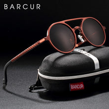 Load image into Gallery viewer, BARCUR Vintage Aluminum Magnesium Sun glass Men Polarized Sunglasses Round Steampunk Shades Brand Designer Eyewear
