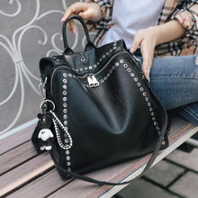 Load image into Gallery viewer, Luxury Women Genuine Leather Backpack Rivet Multifunctional Shoulder Bag Female Retro Travel Bag Teenage Girls Fashion Schoolbag
